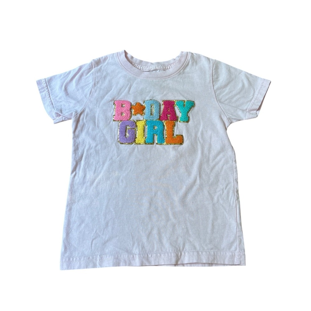 Sweet Wink B-Day Girl Shirt Kids Pink Chenille Patch Glitter SIZE 3T